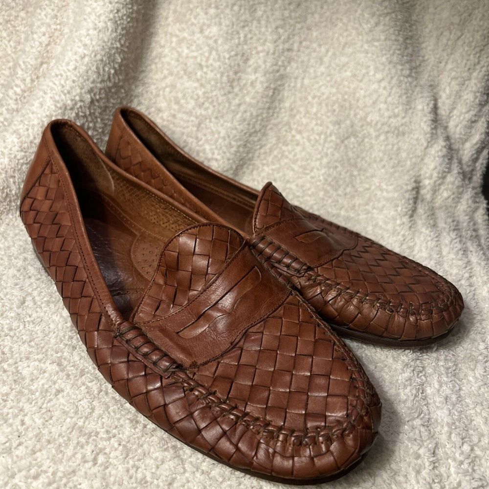 Allen Edmonds Mens Capri St. Lucia Loafer Dress Shoe Brown Woven 12 D Italy